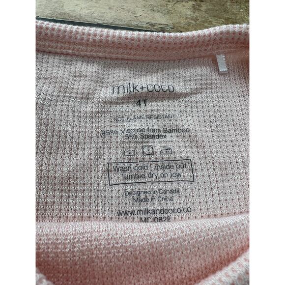 Milk & Coco Light Pink Bamboo Waffle Pajamas 4T - Picture 3 of 5
